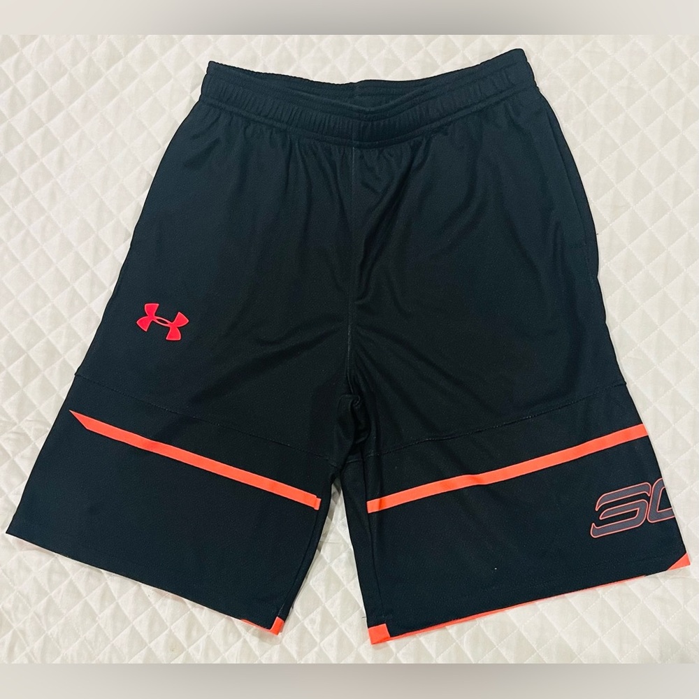 Under Armour UA Curry Youth Boys Basketball Shorts Black Size YXL